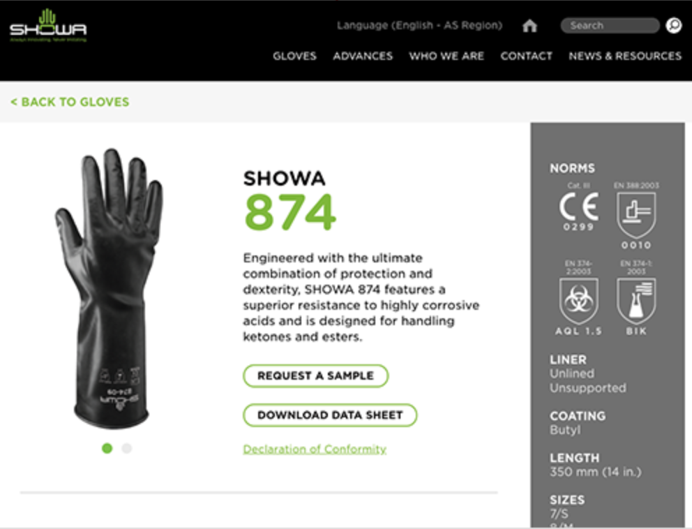 The ChemRest site lets users explore more than 60 styles and over 100 gloves.